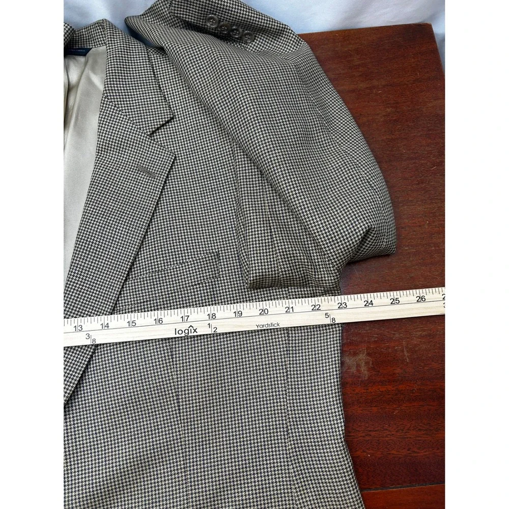 Brooks Brothers Silk Wool Blazer Men 42R Brown Houndstooth USA Made Preppy Style
